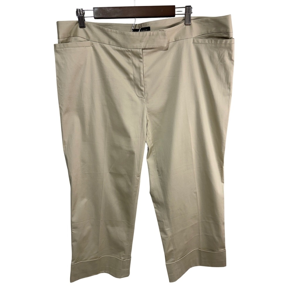 Lane Bryant Pants Cuffed Cropped Chino Women's 20 Tan Classic Business Casual